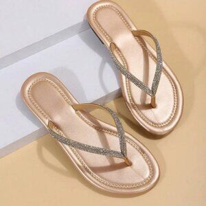 rose gold flip flops
